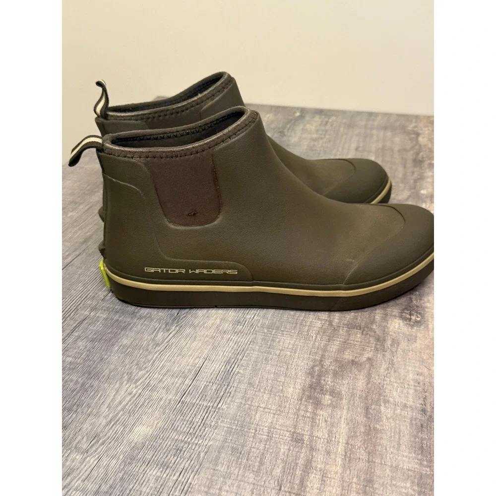 Gator Waders Mens Camp Boots Olive Green Waterproof Rubber Ankle Deck Boots 11